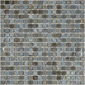 Glossy mouse gray 12x12 glass mosaic tile with uniform square pattern and varied gray tones