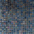 Glossy slate gray 12x12 glass mosaic tile with uniform square pieces and iridescent finish