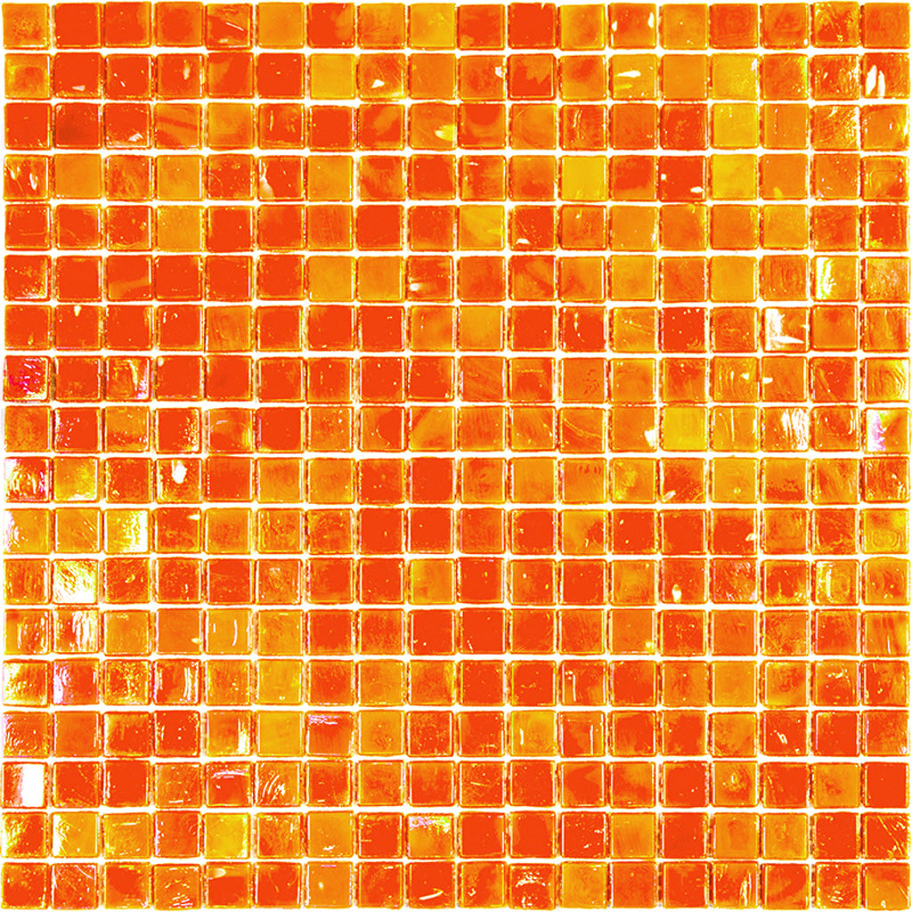 Fire Orange Glossy Glass Mosaic Tile