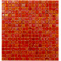 glossy fire orange 12x12 inch square glass mosaic tile sheet with vibrant uniform squares