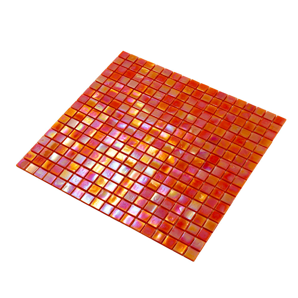 20-pack Skosh 11.6 in. x 11.6 in. Glossy Fire Orange Glass Mosaic Wall and Floor Tile (18.69 sq ft/case)