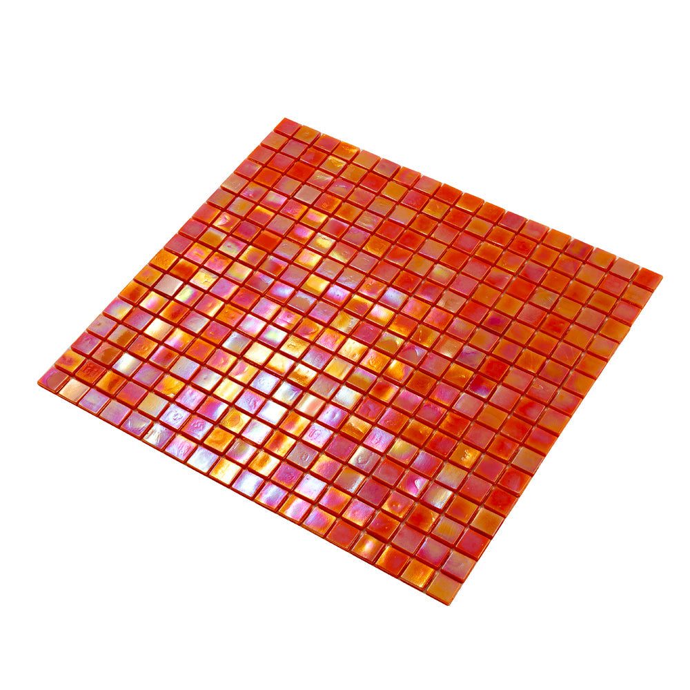Fire Orange 12x12 Glossy Uniform Square Glass Mosaic Tile (20 pack, 18.69 sq ft/case) - Sample