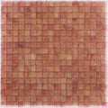 12x12 glossy foxy pink glass mosaic tile sheet with uniform square tiles and subtle marbled pattern