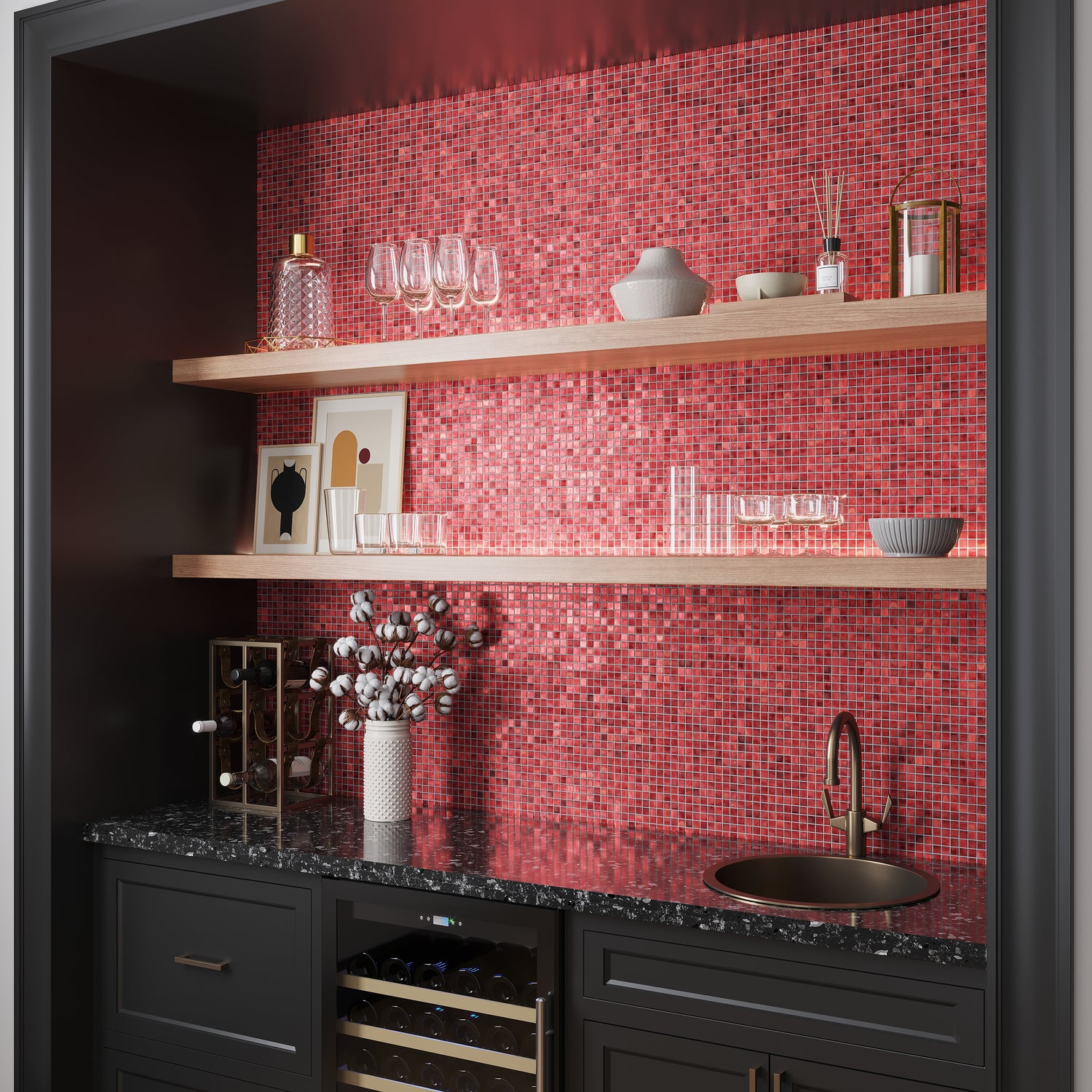 Sample - Ruby Red 12x12 Glossy Uniform Square Glass Mosaic Tile (20 pack, 18.69 sq ft/case)