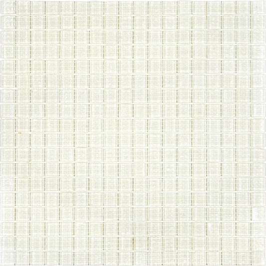 Glossy cotton white 12x12 inch mosaic glass tile sheet with uniform square pattern