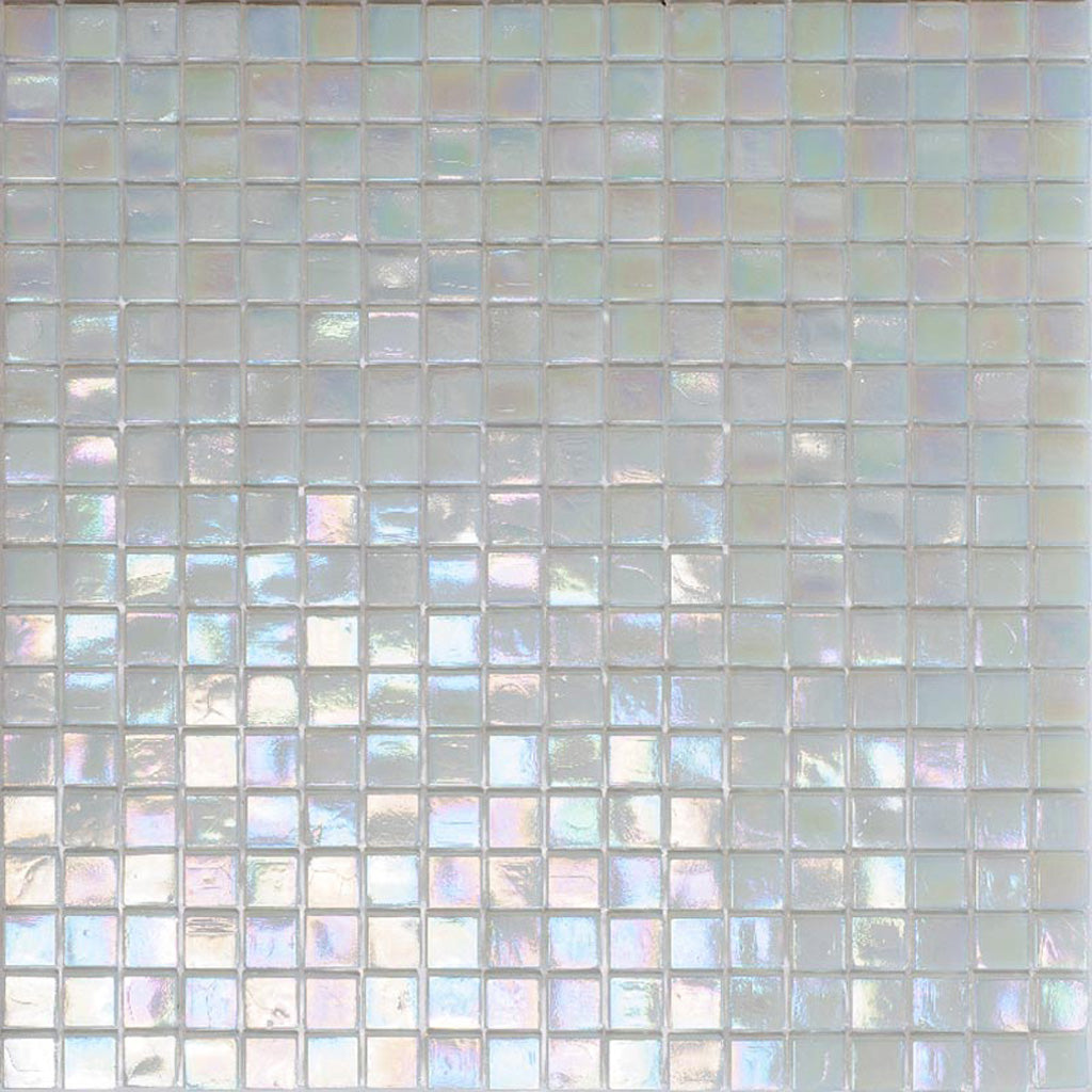 Dark Bone White Glossy Glass Mosaic Tile