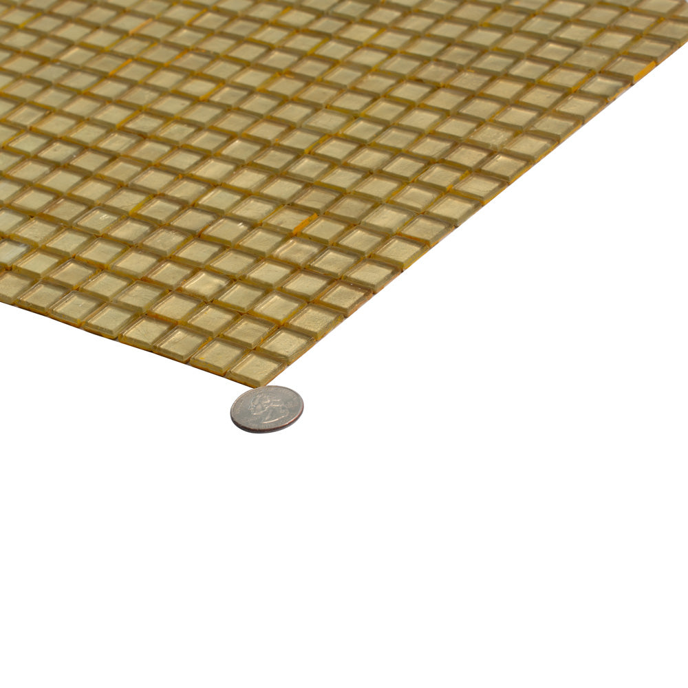 Satin Sheen Gold 12x12 Glossy Uniform Square Glass Mosaic Tile (20 pack, 18.69 sq ft/case) - Sample