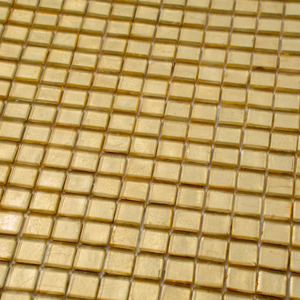 Satin Sheen Gold 12x12 Glossy Uniform Square Glass Mosaic Tile (20 pack, 18.69 sq ft/case) - Sample