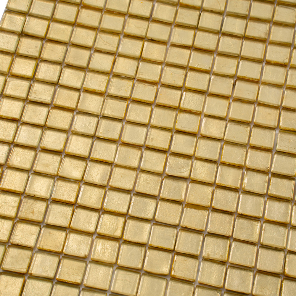 Satin Sheen Gold 12x12 Glossy Uniform Square Glass Mosaic Tile (20 pack, 18.69 sq ft/case) - Sample