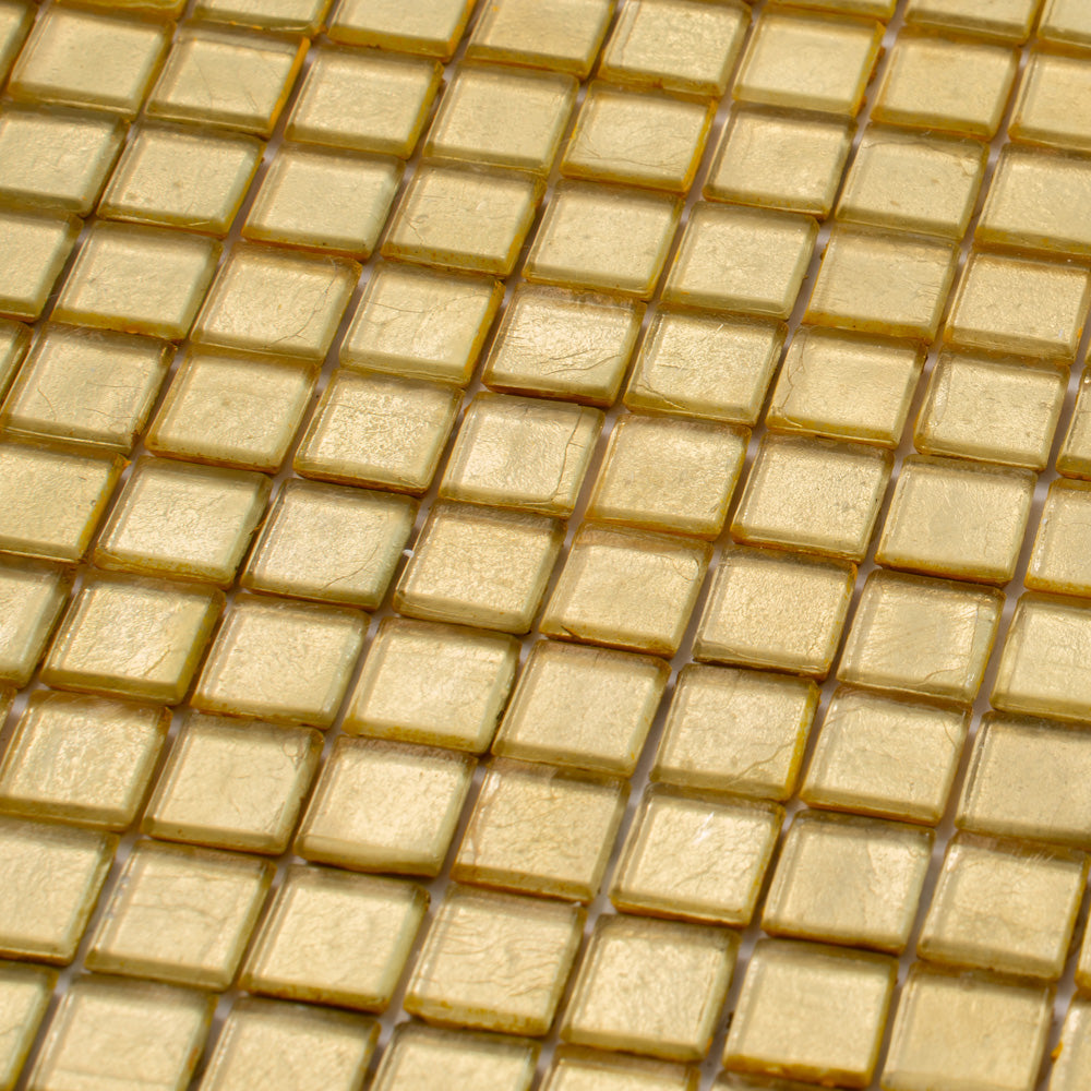 Satin Sheen Gold 12x12 Glossy Uniform Square Glass Mosaic Tile (20 pack, 18.69 sq ft/case) - Sample