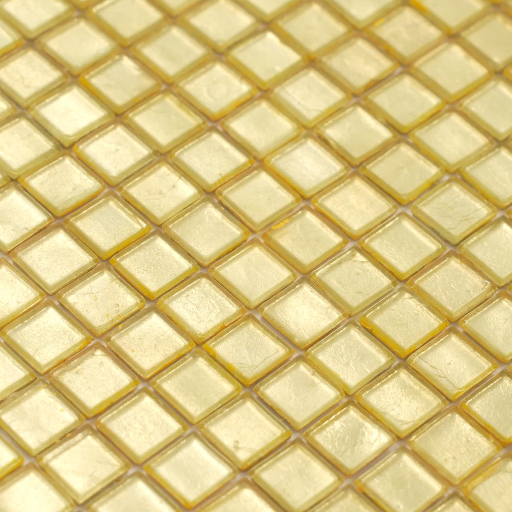 Satin Sheen Gold 12x12 Glossy Uniform Square Glass Mosaic Tile (20 pack, 18.69 sq ft/case) - Sample