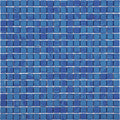 Glossy sapphire blue glass mosaic tiles in 12x12 inch sheet with tonal color variation