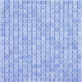 Glossy baby blue glass mosaic tile sheet with uniform square tiles for wall and floor decor