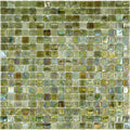 Glossy tortilla brown glass mosaic tile sheet with 12x12 inch squares for wall and floor