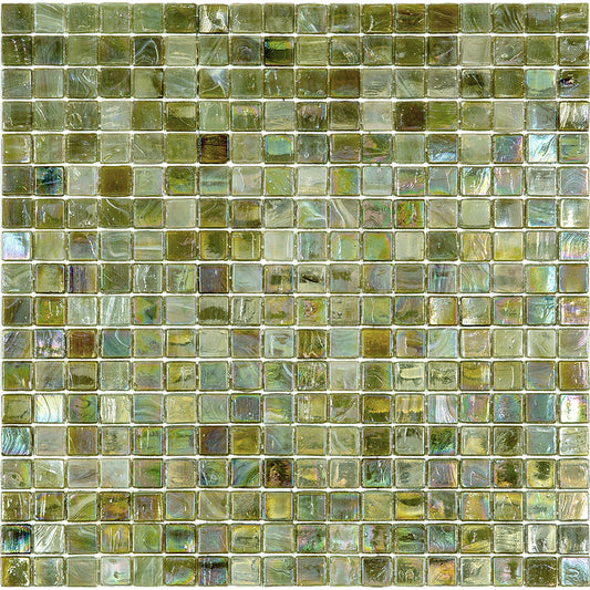 Glossy tortilla brown glass mosaic tile sheet with 12x12 inch squares for wall and floor