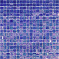 glossy egyptian blue 12x12 glass mosaic tile sheet with square tiles and iridescent finish