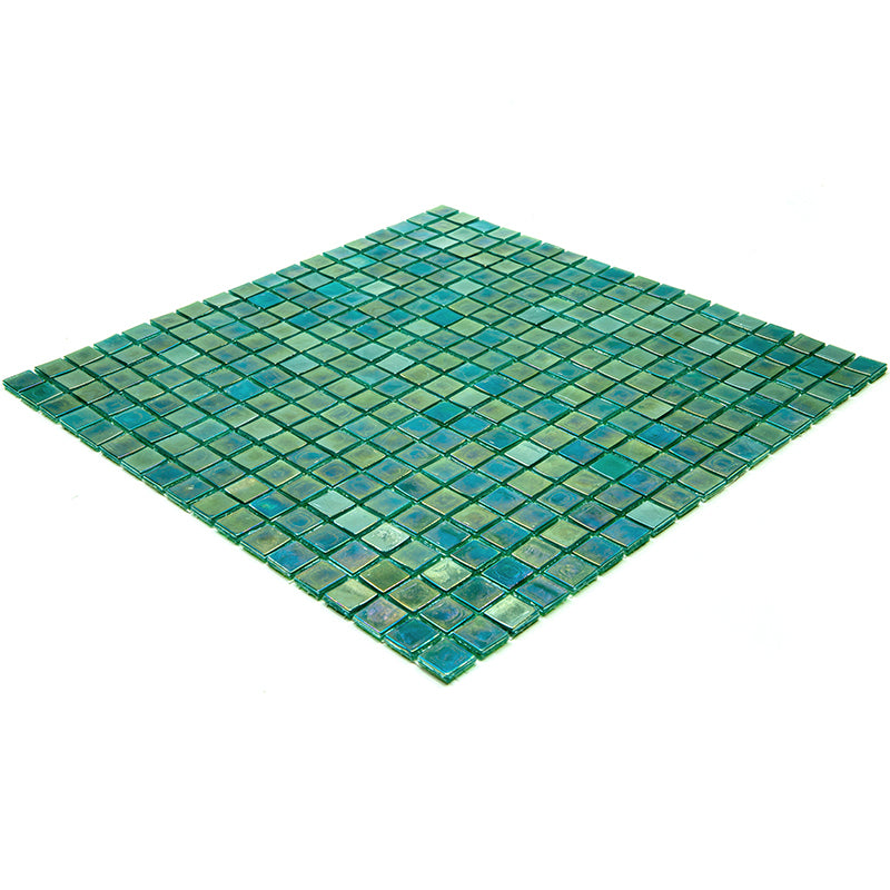 20-pack Skosh 11.6 in. x 11.6 in. Glossy Grenn-Blue Glass Mosaic Wall and Floor Tile (18.69 sq ft/case)