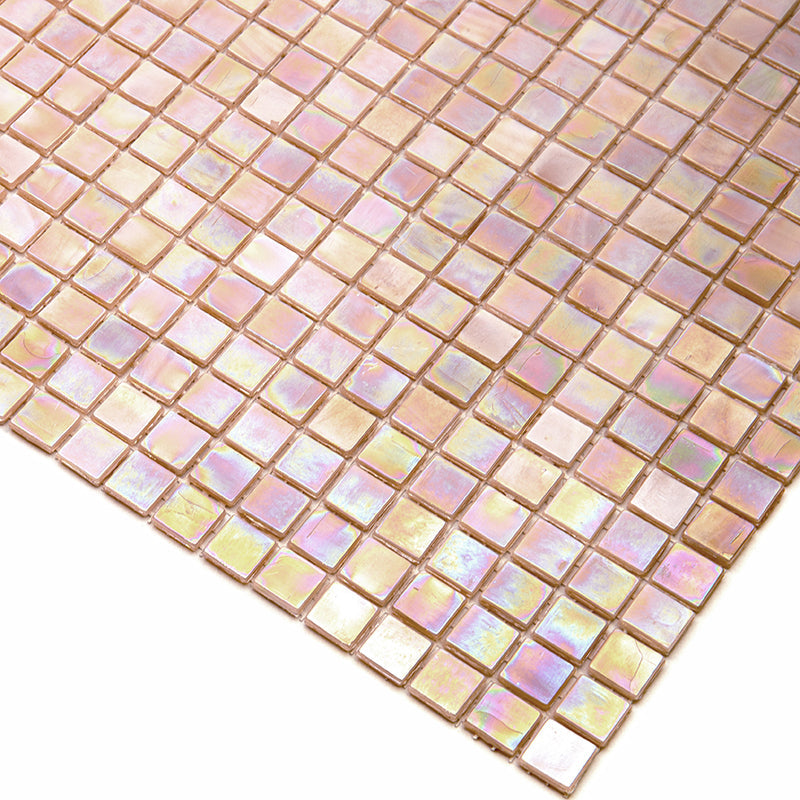 20-pack Skosh 11.6 in. x 11.6 in. Glossy Tuscan Beige Glass Mosaic Wall and Floor Tile (18.69 sq ft/case) - Sample