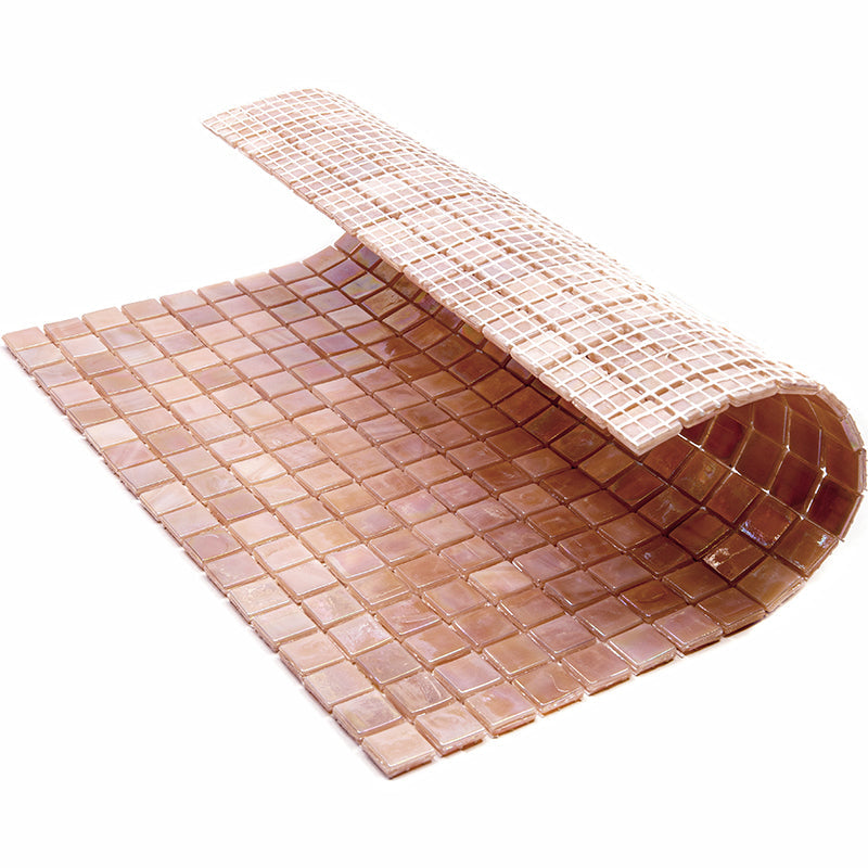 20-pack Skosh 11.6 in. x 11.6 in. Glossy Tuscan Beige Glass Mosaic Wall and Floor Tile (18.69 sq ft/case) - Sample