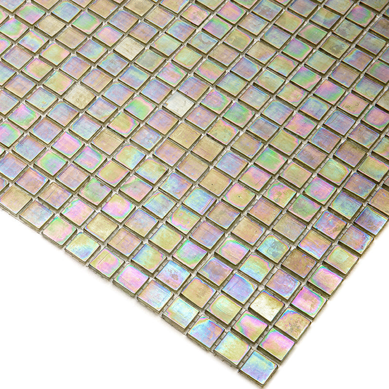 20-pack Skosh 11.6 in. x 11.6 in. Glossy Yellowish Gray Glass Mosaic Wall and Floor Tile (18.69 sq ft/case) - Sample