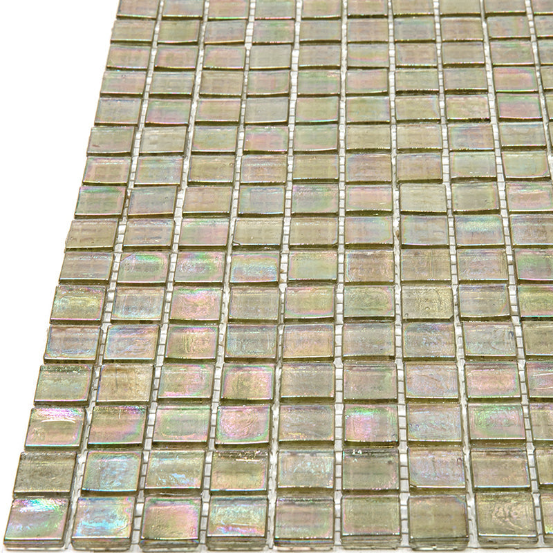 20-pack Skosh 11.6 in. x 11.6 in. Glossy Yellowish Gray Glass Mosaic Wall and Floor Tile (18.69 sq ft/case) - Sample