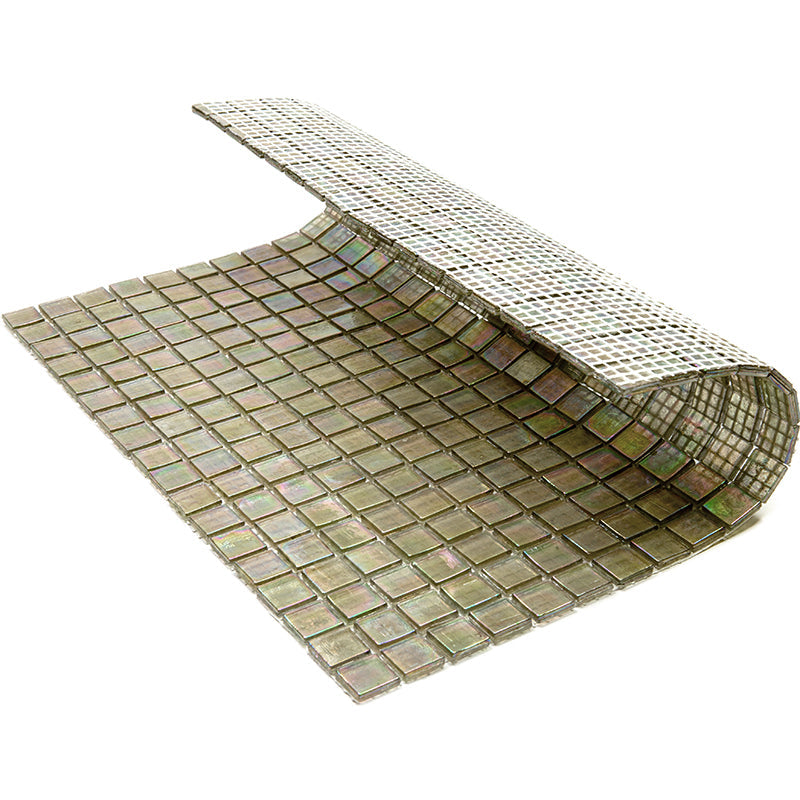 20-pack Skosh 11.6 in. x 11.6 in. Glossy Yellowish Gray Glass Mosaic Wall and Floor Tile (18.69 sq ft/case) - Sample