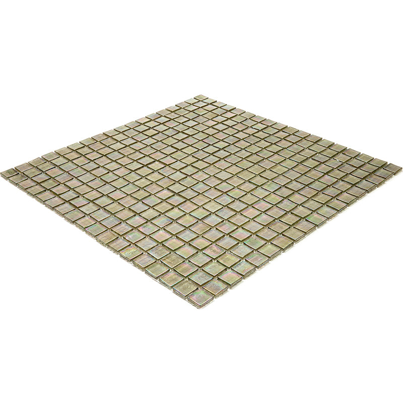 20-pack Skosh 11.6 in. x 11.6 in. Glossy Yellowish Gray Glass Mosaic Wall and Floor Tile (18.69 sq ft/case) - Sample