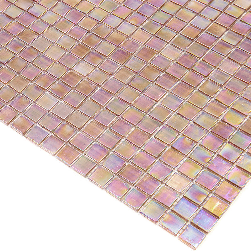 20-pack Skosh 11.6 in. x 11.6 in. Glossy China Pink Glass Mosaic Wall and Floor Tile (18.69 sq ft/case) - Sample