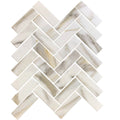 Sample - White Beige 11x13 Matte Herringbone Recycled Glass Mosaic Tile (10 pack, 9.625 sq ft/case)