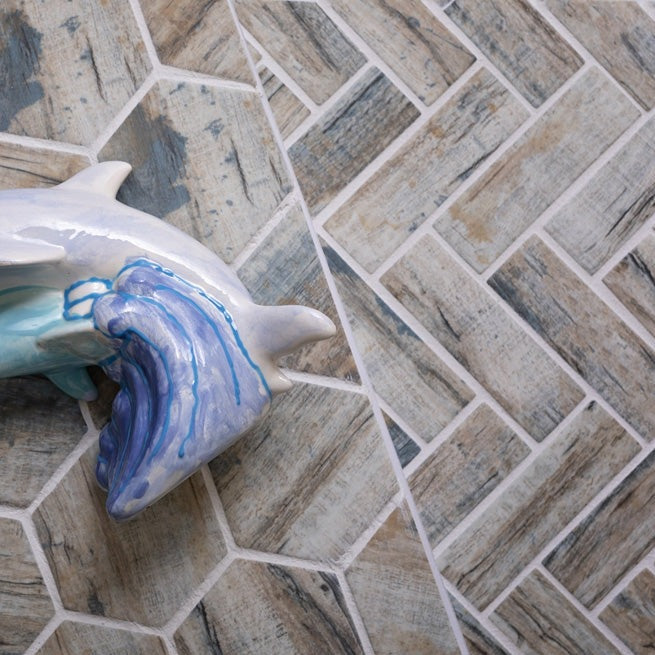 Neutral Herringbone Glass Tile