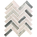 Sample - Gray Beige 11x13 Matte Herringbone Recycled Glass Mosaic Tile (10 pack, 9.625 sq ft/case)