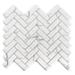 Aloha 11 in. x 12.6 in. Polished White with gray veins Glass, Recycled Glass Mosaic Herringbone Wall and Floor Tile (9.63 sq ft/case) - 10 Pack