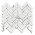 Sample - White with Gray Vein 11x13 Polished Herringbone Glass Recycled Glass Mosaic Tile (10 pack, 9.63 sq ft/case)