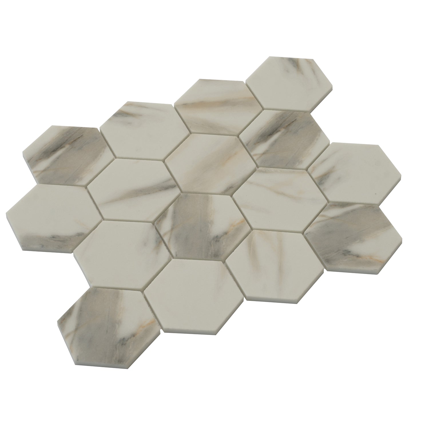 Beige 10x12 Matte Recycled Glass Hexagon Mosaic tile (10 pack, 8.29 sq ft/case)