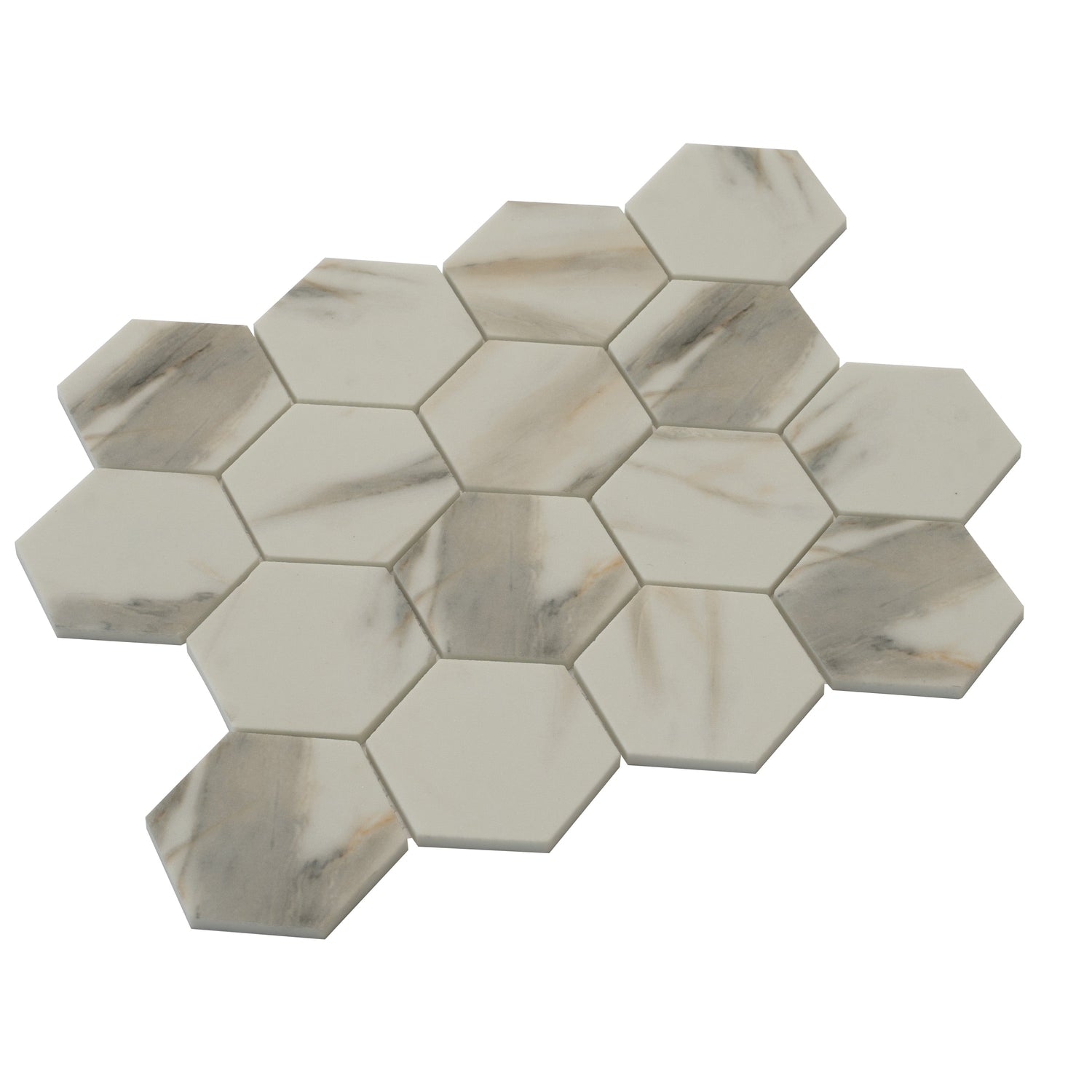 Sample - Beige 10x12 Matte Recycled Glass Hexagon Mosaic tile (10 pack, 8.29 sq ft/case)