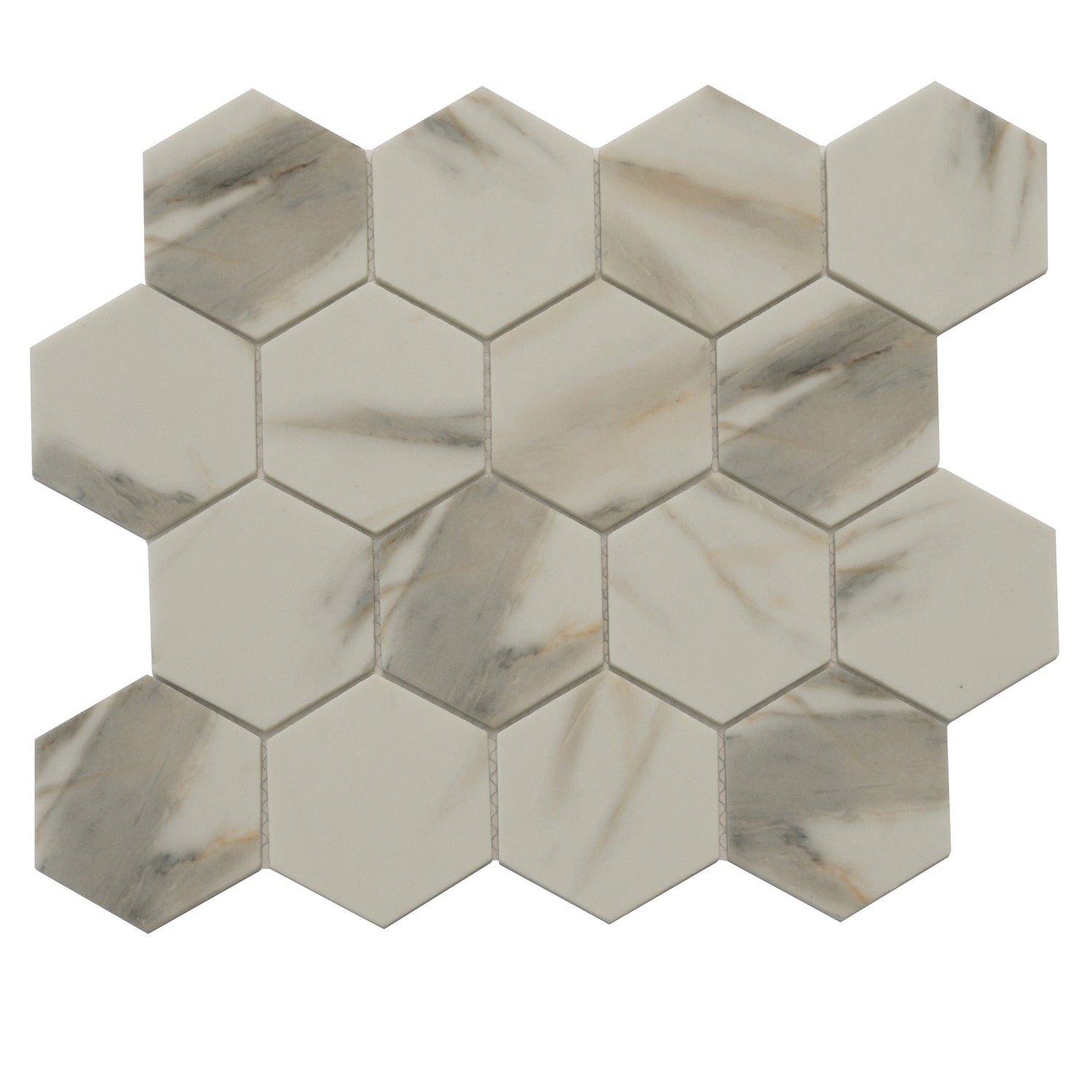 Sample - Beige 10x12 Matte Recycled Glass Hexagon Mosaic tile (10 pack, 8.29 sq ft/case)