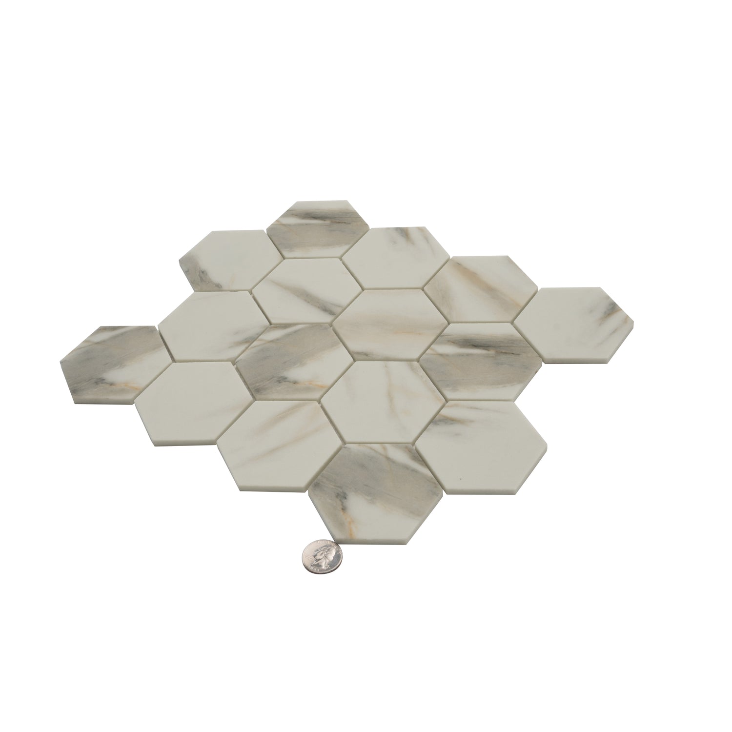 Beige 10x12 Matte Recycled Glass Hexagon Mosaic tile (10 pack, 8.29 sq ft/case)