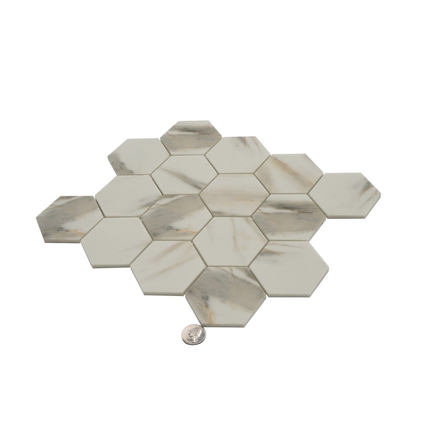 Sample - Beige 10x12 Matte Recycled Glass Hexagon Mosaic tile (10 pack, 8.29 sq ft/case)
