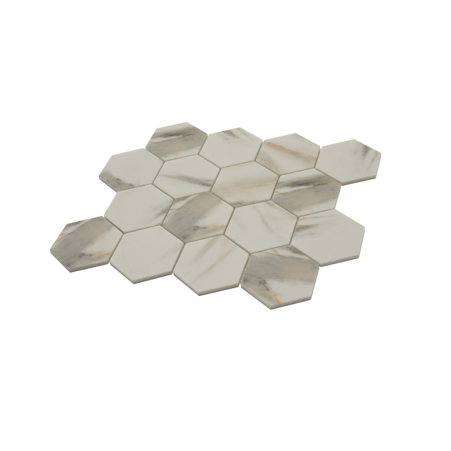 Sample - Beige 10x12 Matte Recycled Glass Hexagon Mosaic tile (10 pack, 8.29 sq ft/case)