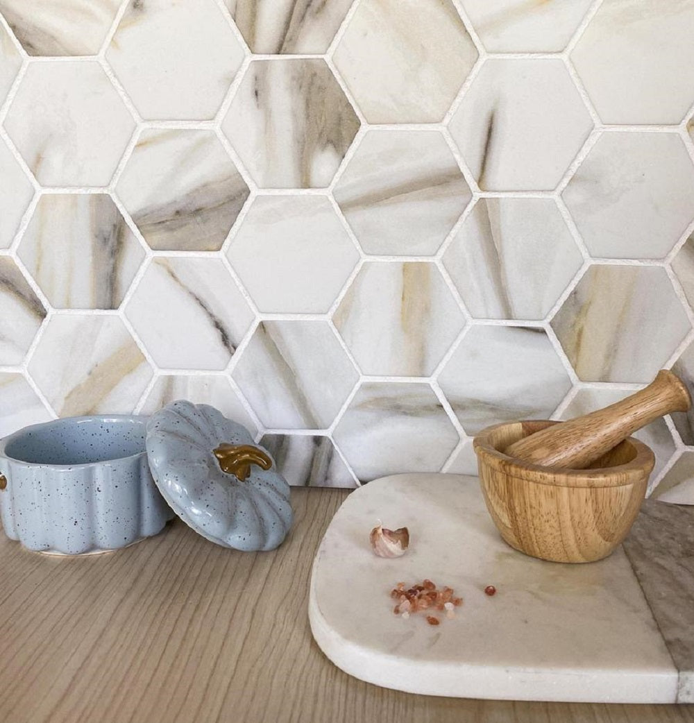 Sample - Beige 10x12 Matte Recycled Glass Hexagon Mosaic tile (10 pack, 8.29 sq ft/case)