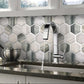10x12 Gray and Beige Hexagon Glass Tile