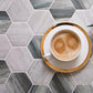 Gray Beige 10x12 Matte Hexagon Recycled Glass Mosaic Tile (10 pack, 8.29 sq ft/case) - Sample