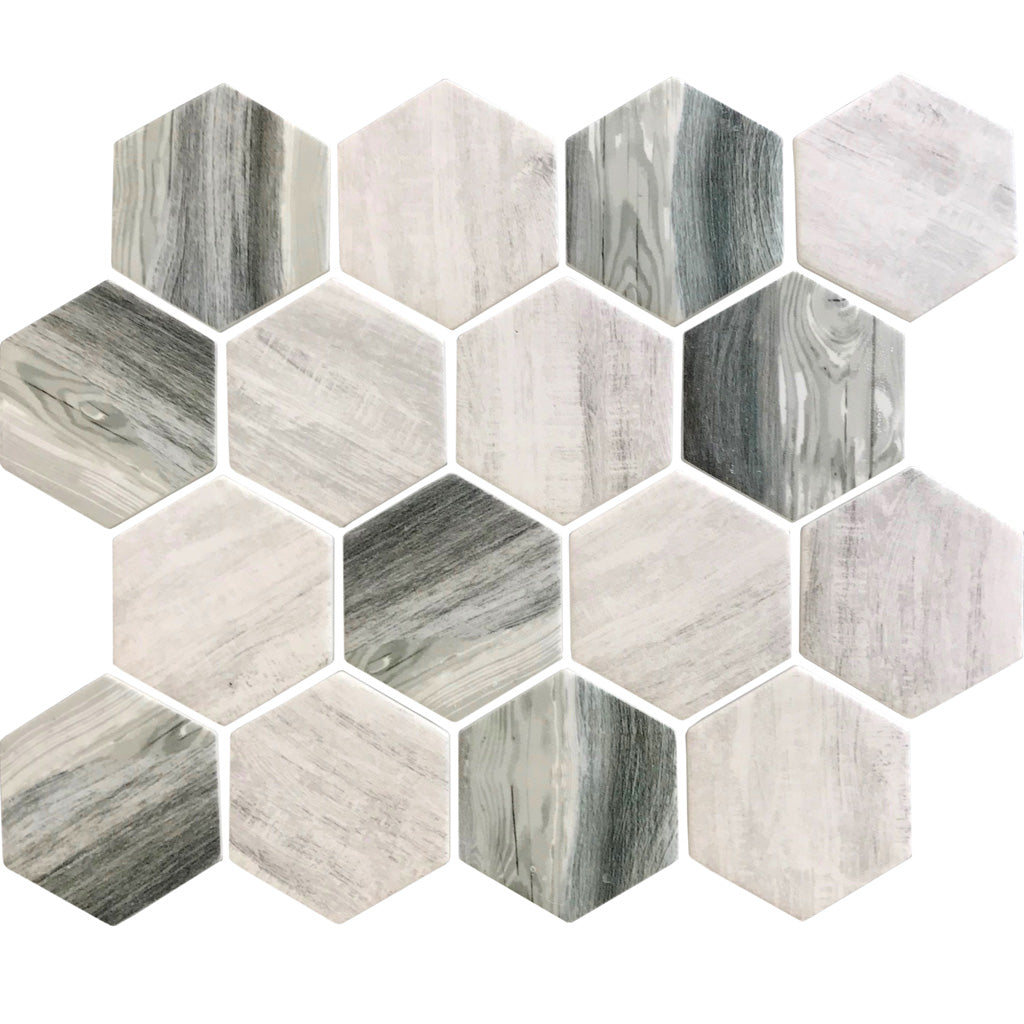 10x12 Gray and Beige Hexagon Tile