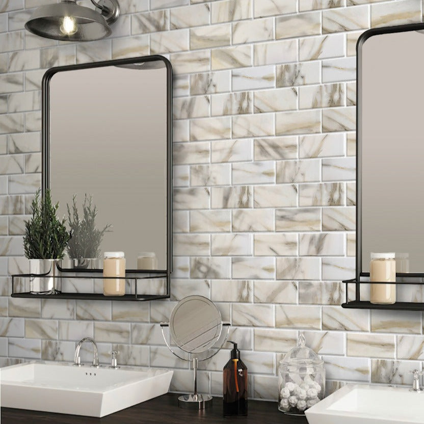 10 pack Chiffon White 11.5 in. x 11.5 in. Matte Finished Subway Recycled Glass Mosaic Tile (9.18 sq ft/case) - Sample