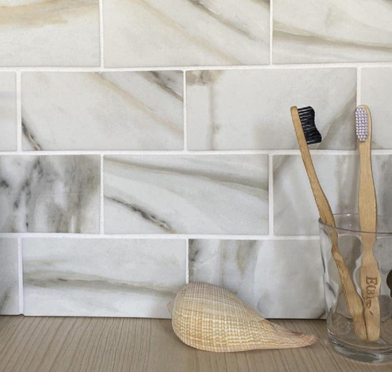 10 pack Chiffon White 11.5 in. x 11.5 in. Matte Finished Subway Recycled Glass Mosaic Tile (9.18 sq ft/case) - Sample