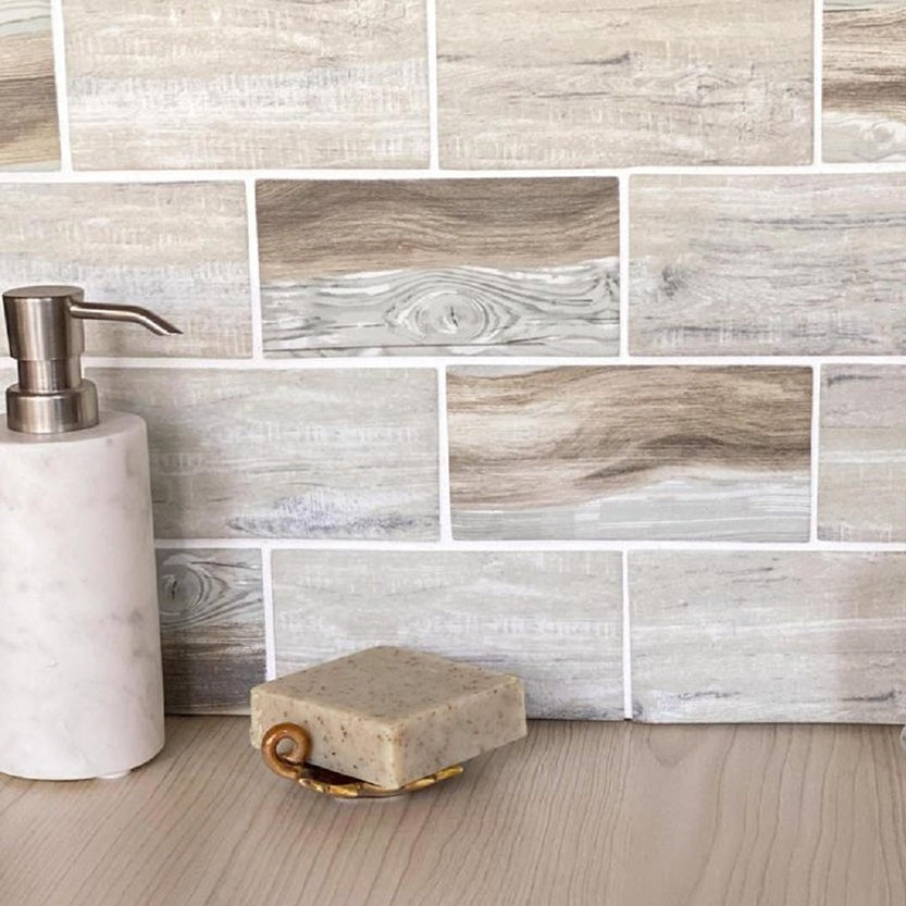 Beige 12x12 Matte Brick Recycled Glass Mosaic Tile (10 pack, 9.18 sq ft/case) - Sample