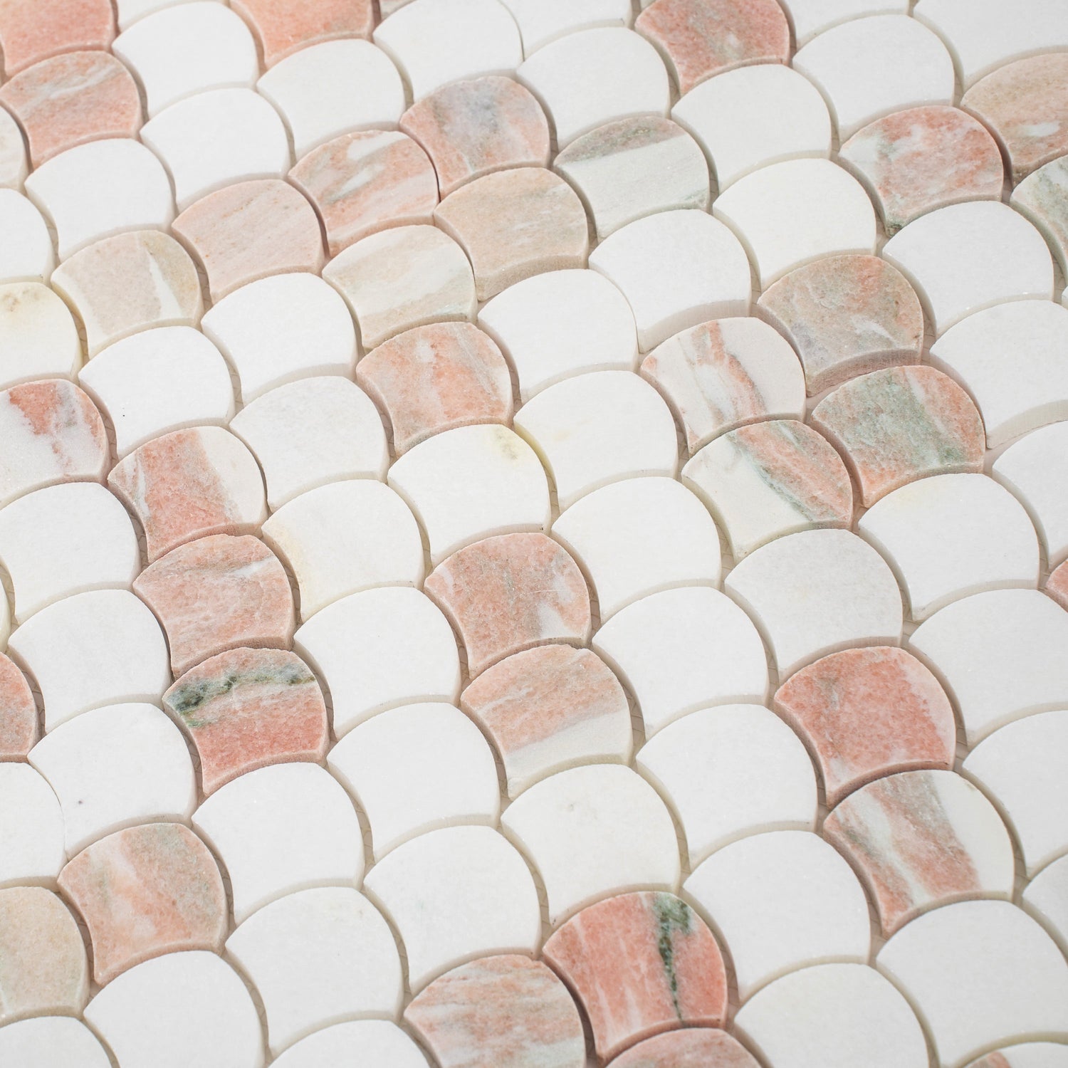 Sample - Thassos, Norway Rose 11x11 Polished Fan Mosaic Tile (4.2 sq ft/case, 5-Pack)