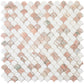 Thassos and Norway Rose polished fan mosaic tile with pink and white marble tones, 11x11 inch sheet