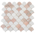 Sample - Thassos, Norway Rose 11x11 Polished Fan Mosaic Tile (4.2 sq ft/case, 5-Pack)