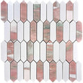 Sample - Thassos, Norway Rose 12x12 Polished Picket Mosaic Tile (5.3 sq ft/case, 5-Pack)